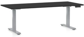 Výškovo nastaviteľný stôl OfficeTech D, 180 x 80 cm, sivá podnož, čierna