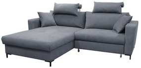 Rozkladacia rohová sedacia súprava HORTA v tvare L, ľavé prevedenie, tmavosivá