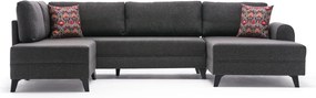 Rohová rozkládací sedací souprava Belen 300 cm antracitová