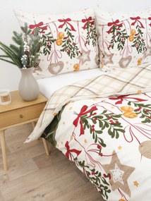 Vianočné predĺžené bavlnené obliečky Renforcé – Kúzlo Vianoc krémové