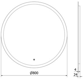 Mexen Oro, okrúhle LED podsvietené kúpeľňové zrkadlo 80 cm, 6000K, vykurovacia podložka proti zahmlievaniu, 9824-080-080-611-00