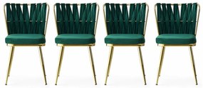 Sada jedálenských stoličiek Kusakli Green andGold, 4 ks