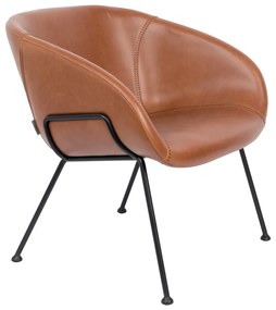 Hnedé kreslo z umelej kože Zuiver Feston