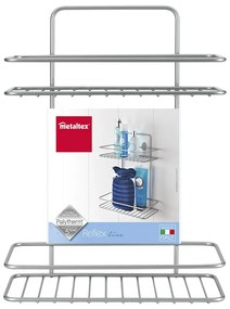 Nástenná rohová kúpeľňová polička s dvoma poschodiami Metaltex Ref