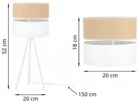 Stolná lampa Juta, 1x jutové/biele textilné tienidlo, m, w