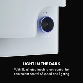 Klarstein Amelia, digestor, 60 cm, nástenný, 586 m³/h, LED, otočné dotykové ovládanie, biely