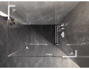 Mexen Lunar, L pravý výklopný sprchový kút 100 x 90 cm, 8mm číre sklo, biely profil, 834L-100-090-20-00-P