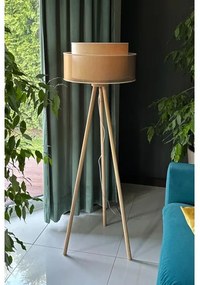 Duolla - Stojacia lampa WOOD BOHO 1xE27/15W/230V pr. 45 cm medená/hnedá/béžová