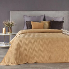 Dekorstudio Zamatový prehoz na posteľ SOFIA v medovej farbe Rozmer prehozu (šírka x dĺžka): 170x210cm