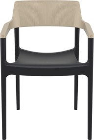 TULUM záhradná stolička s podrúčkami black/taupe