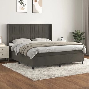 Posteľný rám boxspring s matracom tmavosivý 180x200 cm zamat 3132814