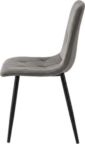 Sivá zamatová stolička LIBRA SILVER GREY s čiernymi nohami