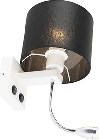 Moderná nástenná lampa biela s čiernym tienidlom - Brescia
