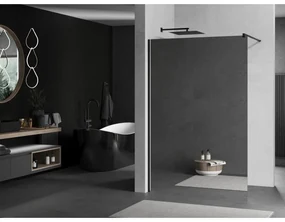 Mexen Kioto sprchová zástena 90x200 cm 8 mm, čierny profil, sklo efekt zrkadla, 800-090-101-70-50