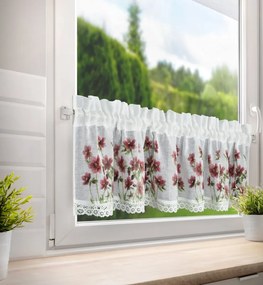 Dekorstudio Kuchynská záclonka ISA zdobená kvetinovou potlačou a čipkou 150 x 30 cm