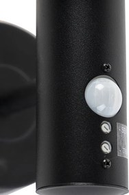 Vonkajšia nástenná lampa čierna s pohybovým senzorom IP44 - Gleam