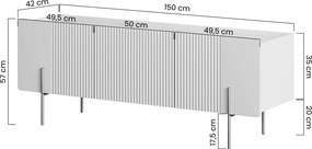 TV stolík Malmi 150 cm - kašmírová / čierna