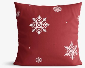 Goldea vianočná bavlnená obliečka na vankúš - snehové vločky na červenej 40 x 40 cm