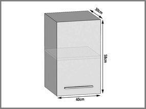 Kuchynská skrinka Belini horná 40 cm eben kráľovský  TOR SG40/2/WT/HK/0/B1