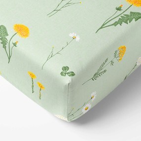 Goldea bavlnená napínacia plachta - lúka na zelenej režnej 80 x 200 cm