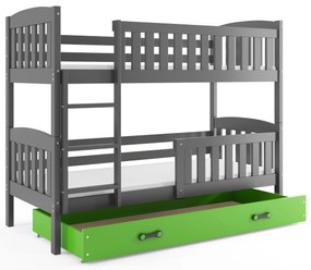 Interbeds Poschodová posteľ Kubus grafit so šuplíkom 200cm x 90cm - zelená