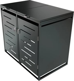 Kovový prístrešok pre 2 popolnice, antracit, 132×116×80 cm