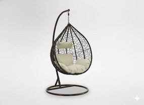 CH ZÁVESNÁ STOLIČKA HNEDÁ, VANKÚŠ – BEŽOVÁ, RÁM – HNEDÁ 118X107XD68CM