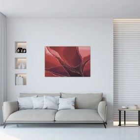 Obraz - Červená abstraktná kvetina N⁰2 (90x60 cm)