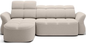 Béžová rozkladacia/s úložným priestorom rohová pohovka z textílie buklé (ľavý roh/s leňoškou) Beneth – ELTAP