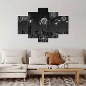 Obraz - Ohňostroj v Miami, čiernobiela (150x105 cm)