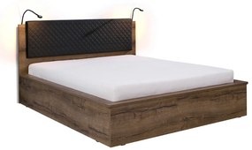 Manželská posteľ 160 cm Desayuno P (dub monastery + čierna ekokoža) (s roštom). Akcia -20%. Vlastná spoľahlivá doprava až k Vám domov. 1051699