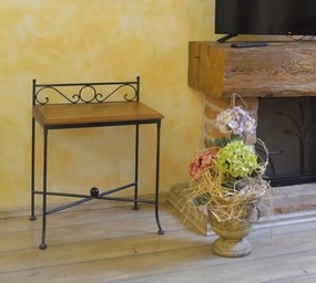 IRON-ART Nočný stolík ROMANTIC - bez zásuvky, kov + drevo