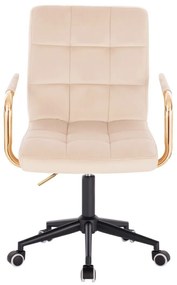 LuxuryForm DESIGN Stolička VERONA GOLD VELUR na čiernej podstave s kolieskami - krémová