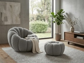 Dizajnové kreslo BLOOM s taburetom, sivá