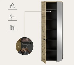 Predsieňová zostava Cano (6-dielna), šedá/dub artisan