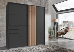 Šatníková skriňa Coburg, 180 cm, grafit/dub artisan