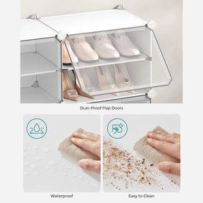 8-priehradkový modulárny úložný organizér, plastová skrinka na topánky, biela