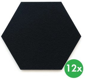 Akustický panel, šesťuholník, 30x26 cm, 12 ks, čierna