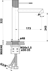 Sapho Sapho, SOLARIS stojanková umývadlová batéria bez výpuste, vysoká, čierna mat/chróm, WD006BC