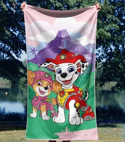 Bavlnená plážová osuška Labková patrola – Paw Patrol - motív Pod dinosaurou skalou - 100% bavlna - 70x90 cm
