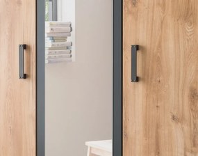 Šatníková skriňa so zrkadlom Cork, 135 cm, doskový dub/grafit