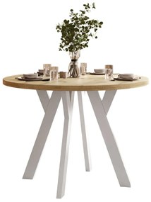 OKRÚHLY ROZKLADACÍ JEDÁLENSKÝ STÔL EWALD DUB ARTISAN + BIELY 100/140 cm