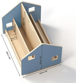 Obojstranná knihovnička na kolieskach – svetlomodrá