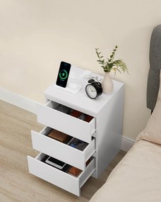 Súprava 2 ks nočných stolíkov Vasagle Girgo so zásuvkou a USB portami biela