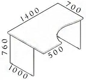 Ergonomický stôl Visio 140 x 100 cm, ľavý, biela
