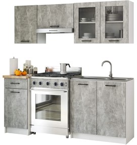 Závěsná kuchyňská skříňka OLIVIE W 80x58 cm matná bílá/beton