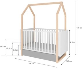 PROXIMA.store - Detská posteľ v tvare domčeka PINETTE so šuflíkom - 70x140