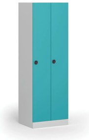 Kovová šatníková skrinka S1, 2-dverová, 1850 x 600 x 500 mm, kódový zámok, zelené dvere