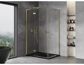 Mexen Mist-H L Duo, 2-krídlový sprchový kút 105 x 85 cm, číre sklo, zlatý lesklý profil, 8A5L-105L-085P-50-00