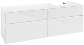 VILLEROY &amp; BOCH Collaro závesná skrinka pod umývadlo na dosku (umývadlo vpravo), 4 zásuvky, 1600 x 500 x 548 mm, Glossy White, C10600DH